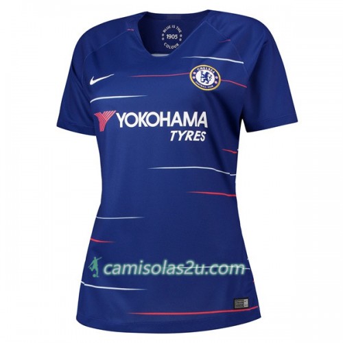 Camisolas de Futebol Chelsea Mulher Equipamento Principal 2018/19 Manga Curta Camisolas de Futebol Chelsea Mulher Equipamento Principal 2018/19 Manga Curta